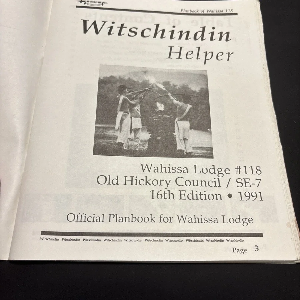 1991 Witschindin Wahissa Lodge 118 Order of the Arrow BSA Planbook OA Vintage